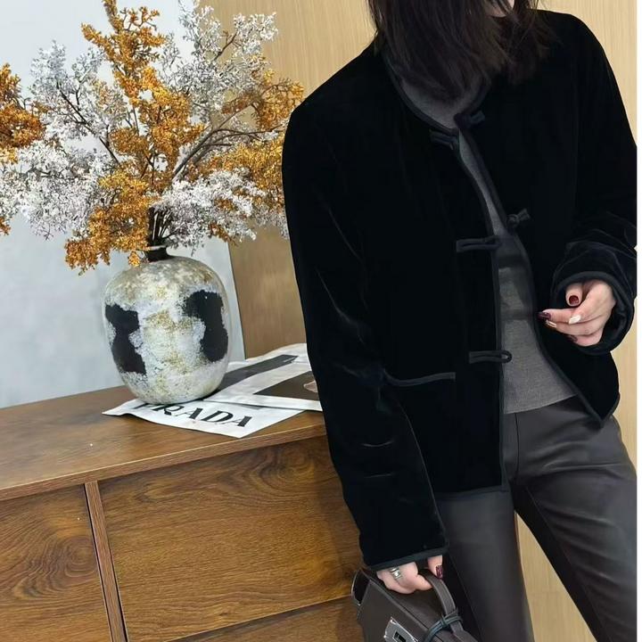 ZHUIMU.【素衣若雪】新中式国风圆领盘口丝绒鹅绒羽绒服ZM1370