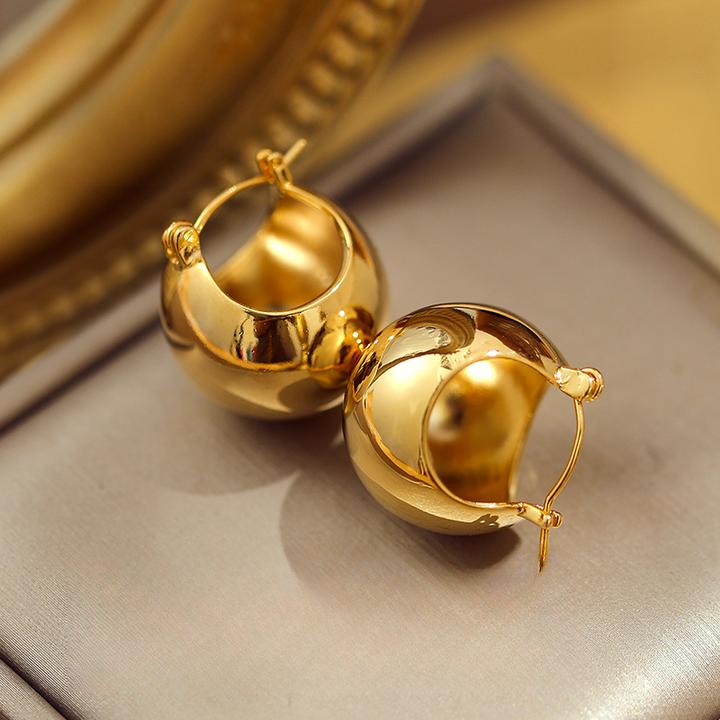 铜合金耳饰 巴黎风情复古圆球形冷淡风大耳环女气质轻奢百搭小众