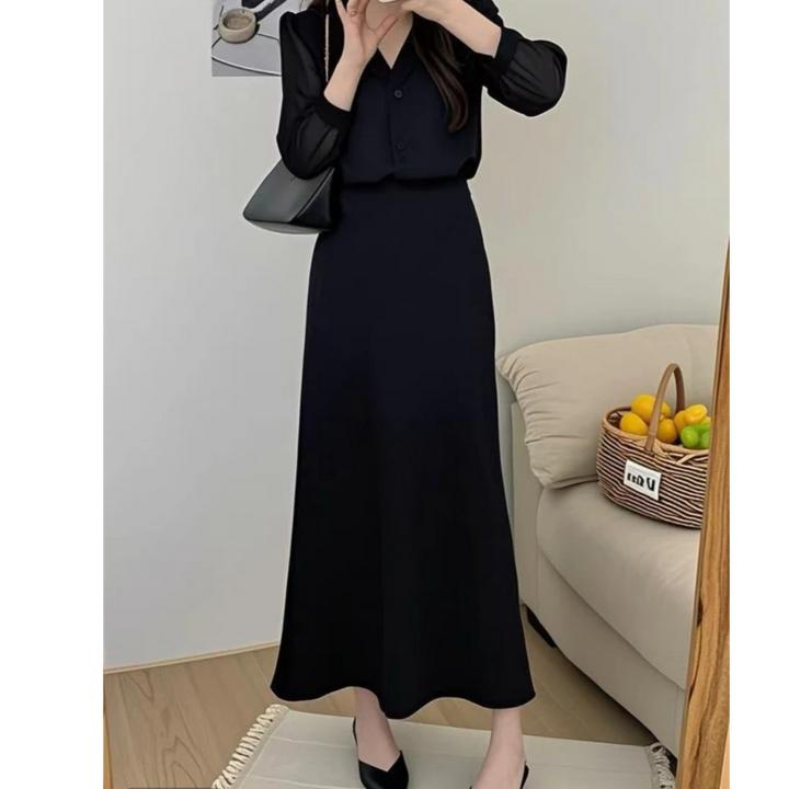 御姐风针织裙半身裙显瘦百搭简约秋季新款高腰温柔风