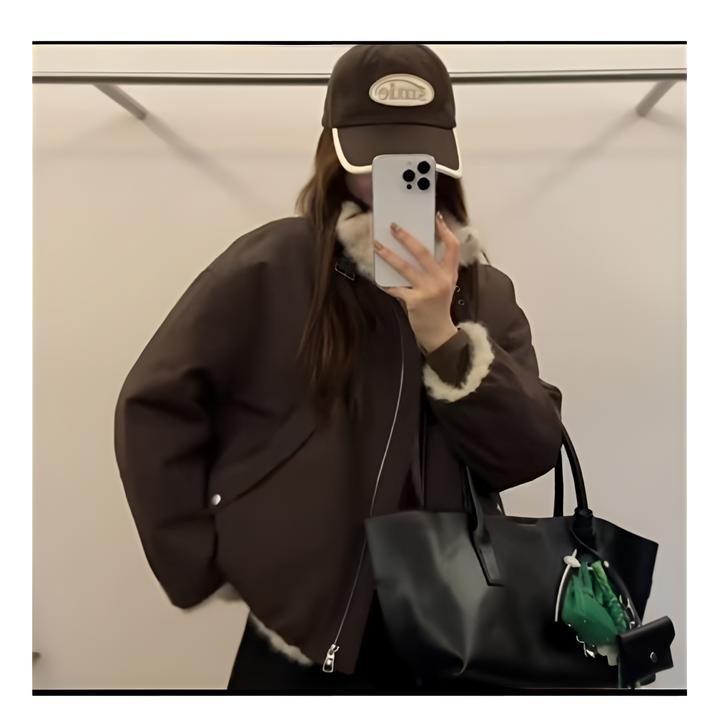 【双面穿】2025冬季宽松休闲仿水貂毛派克服两面穿高端皮草段外套女