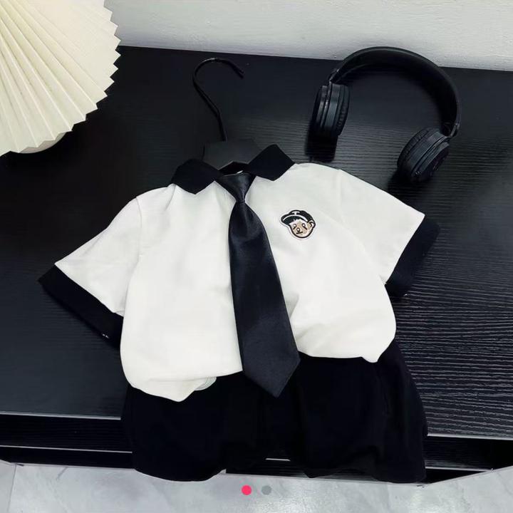 实体店同款~学院风polo领带三件套