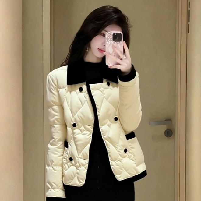 红色棉服外套女款初冬高端时髦洋气名媛小香风超好看翻领加厚棉衣