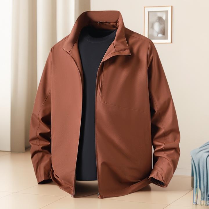 男士夹克新款春秋拉链长袖开衫帅气情侣上衣褂子立领休闲外套简约