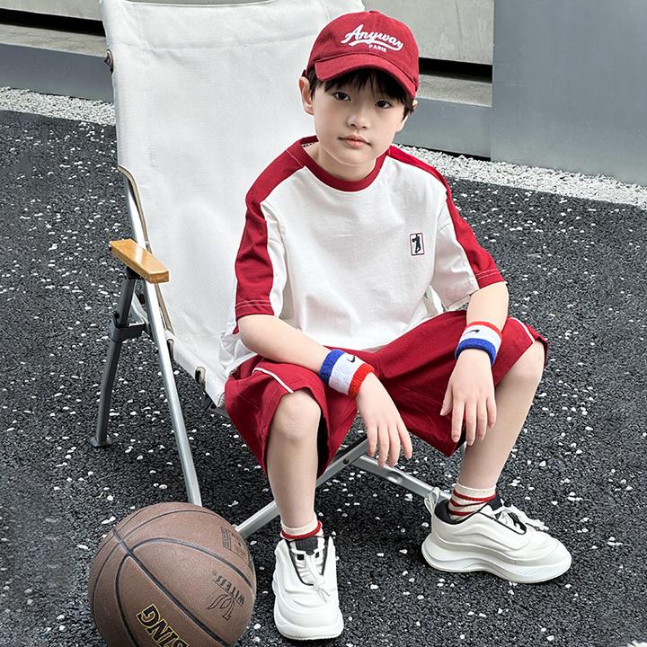 男童夏装套装2025新款儿童夏季短袖男孩衣服大童夏季速干帅气运动