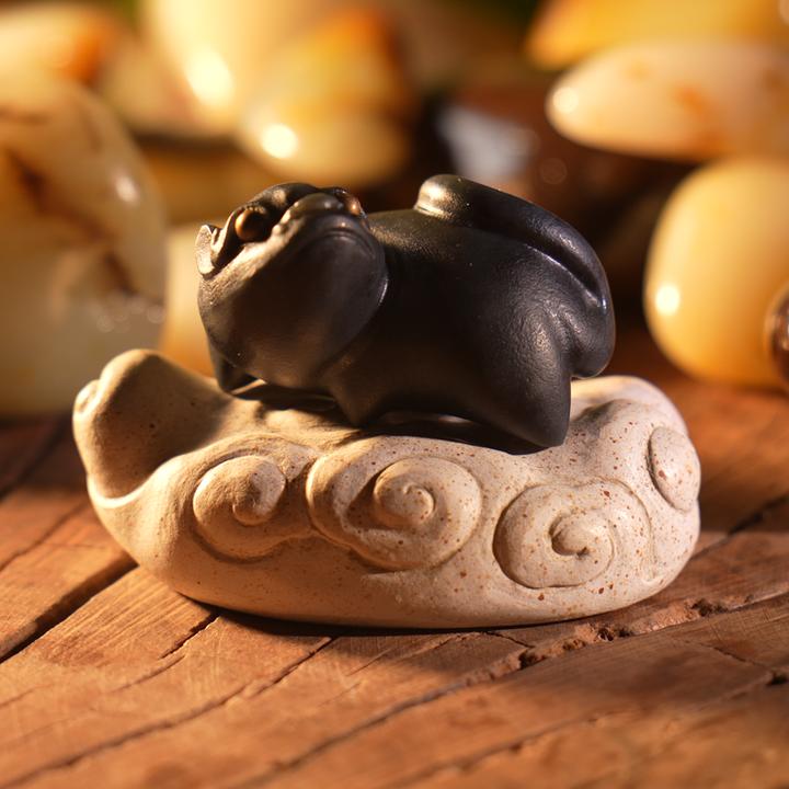 hss   和田玉墨玉貔貅小摆件