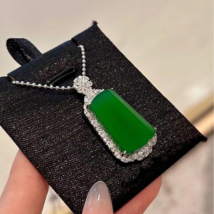 钛钢项链 冰阳绿无事牌吊坠方牌项链轻奢高级豪华高品质吊坠百搭