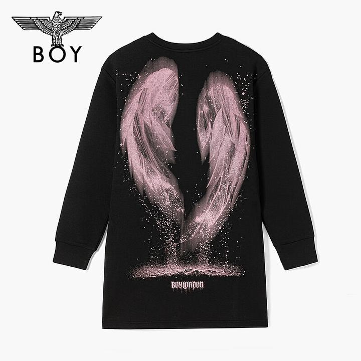 【星辰入海】BOYLONDON百搭琥珀流光长袖休闲闪钻宽松卫衣裙W17008