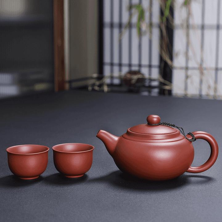 紫砂壶朱泥大红袍西施壶大容量泡茶壶纯手工单壶中式一壶两杯茶具