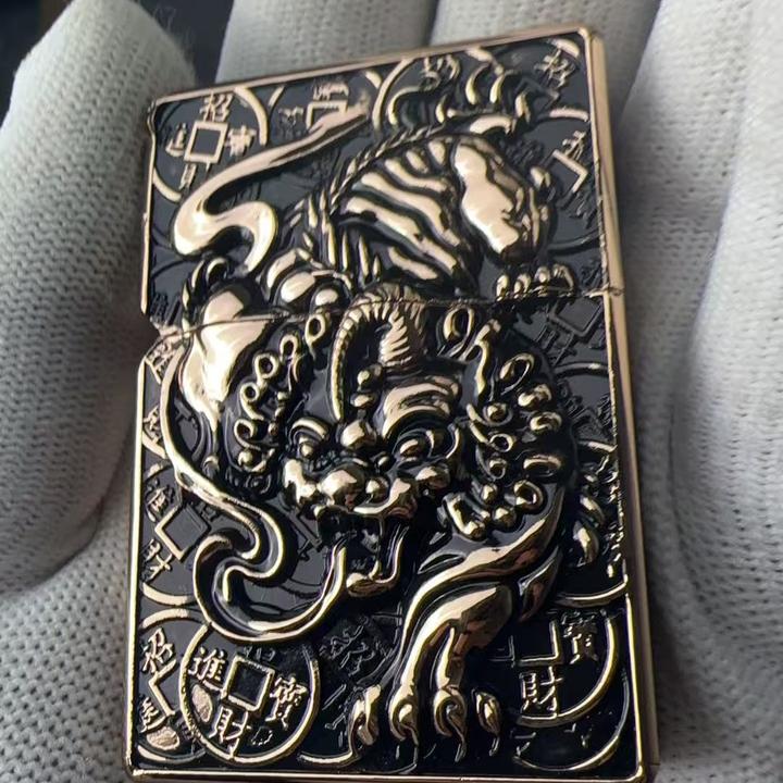 佐罗防风煤油打火机双面浮雕盔甲貔貅男士创意潮礼物送男友