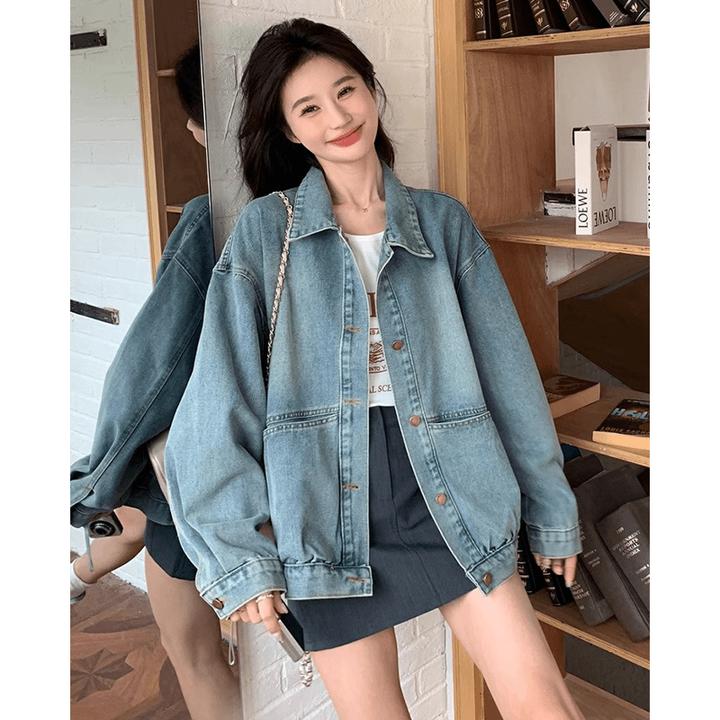 牛仔外套女春秋季新款复古港味百搭气质网红长袖机车夹克短款上衣