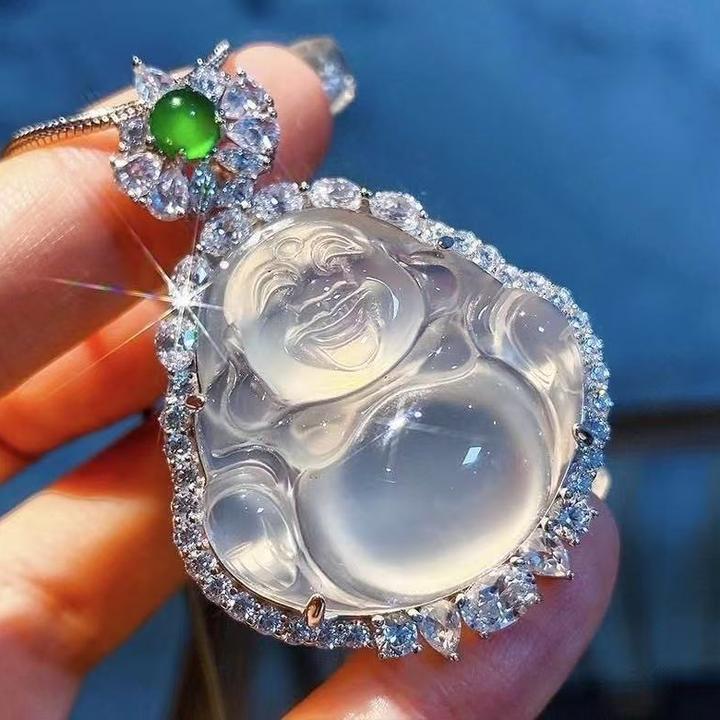 爆款时尚百搭佛公大肚佛弥勒佛项链轻奢高级玉坠新中式玉髓佛吊坠