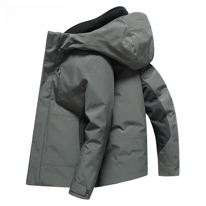 2025冬季新款男士鹅绒可拆内胆加厚羽绒服男装短款新连帽保暖外套