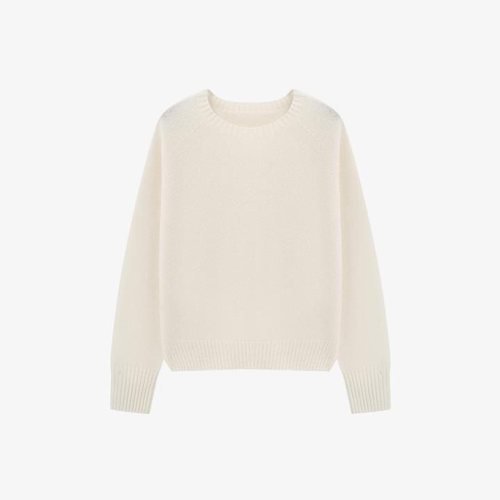 【无缝一体】长袖纯羊毛时尚女士纯色圆领秋冬羊毛衫-JKK001330