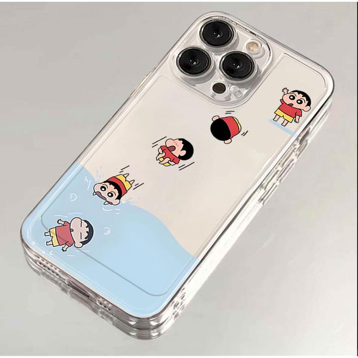 跳水小新适用iphone1615卡通手机壳苹果13透明12华为vivo小米oppo