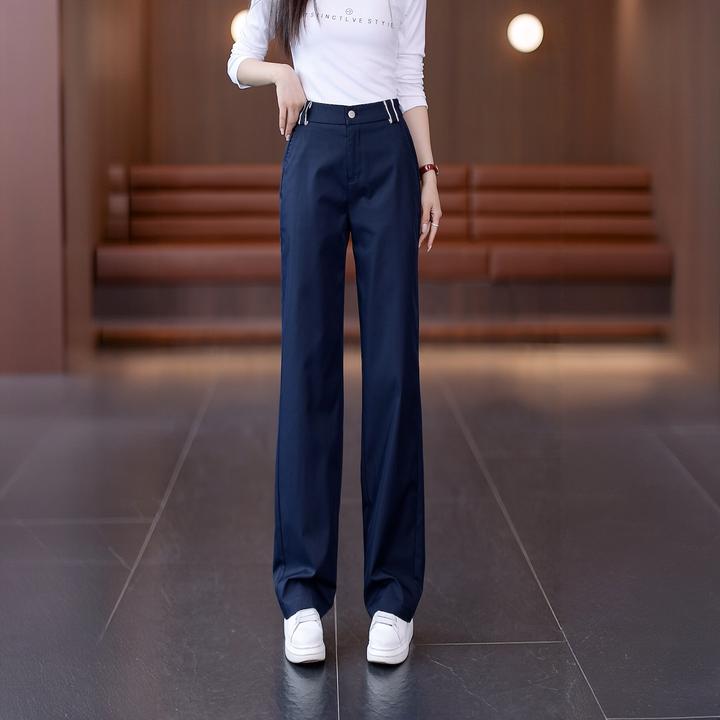 时髦窄版阔腿裤女2025秋季新款高腰显瘦垂感百搭休闲西装直筒裤潮