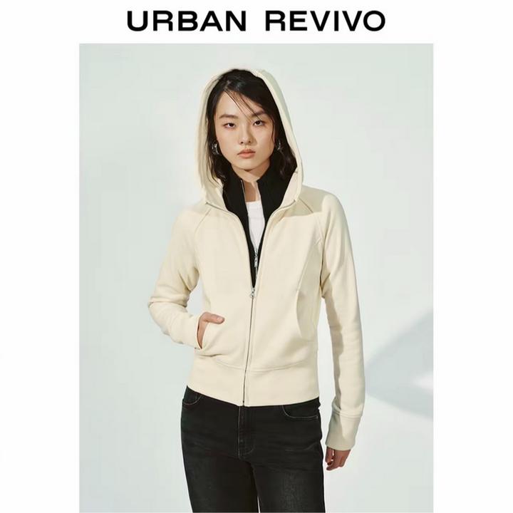 UR2025冬季新款女装简约基础运动风连帽短款外套UYB150003