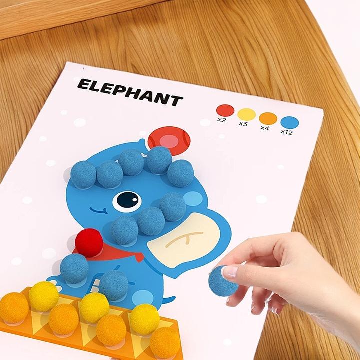 儿童玩具手工毛球粘贴画3-6岁手眼协调颜色认知专注力创意贴贴画