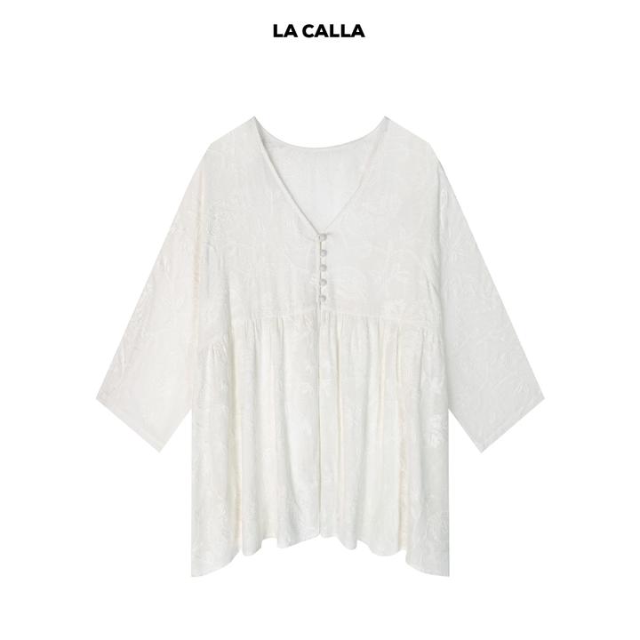 LA CALLA腰果麻衫极简高级百搭时尚落肩T恤OY51-1926