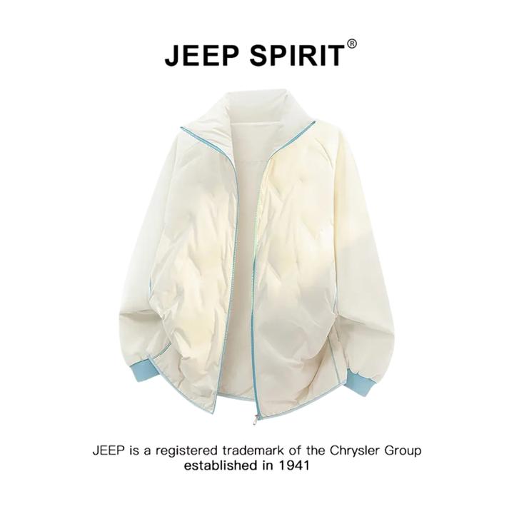 JEEPSPIRIT吉普撞色立领鸭绒羽绒服男冬时尚保暖防风轻薄宽松外套