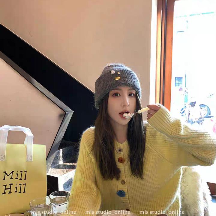 MLS 小有腔调 设计感小众异型纽扣毛衣开衫女春季甜美休闲针织衫