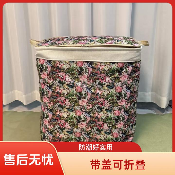 家用拉链收纳箱带钢圈带盖收纳袋整理箱防潮搬家折叠