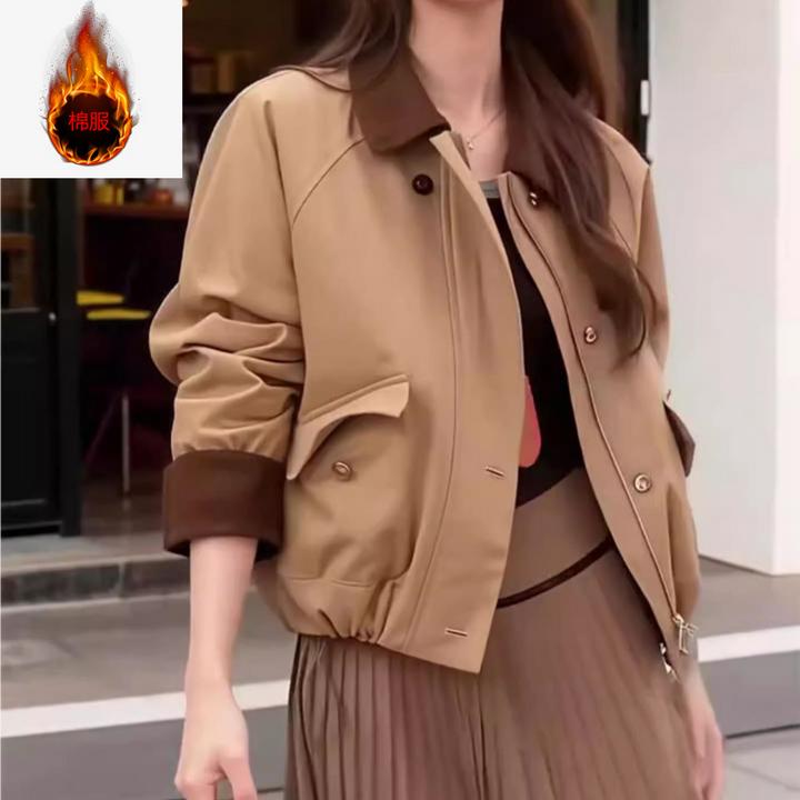 美式复古加棉加厚外套女2025秋冬新款高级感宽松休闲百搭夹克上衣