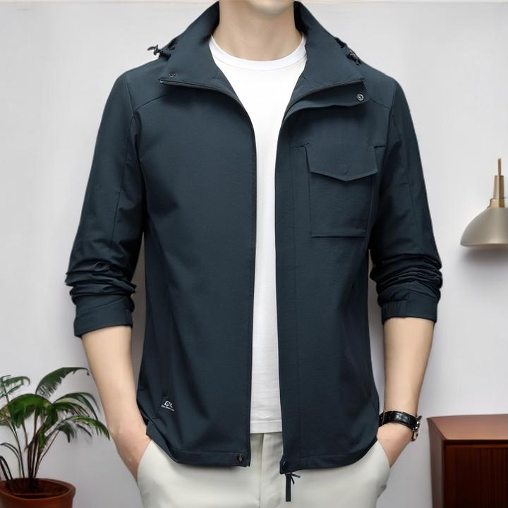 2026年春季新品男士时尚短款宽松休闲夹克 纯色翻领百搭防风外套