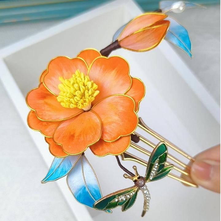 [国色天香]非遗绒花古风超仙绒花牡丹发饰发钗发簪复古国风旗袍