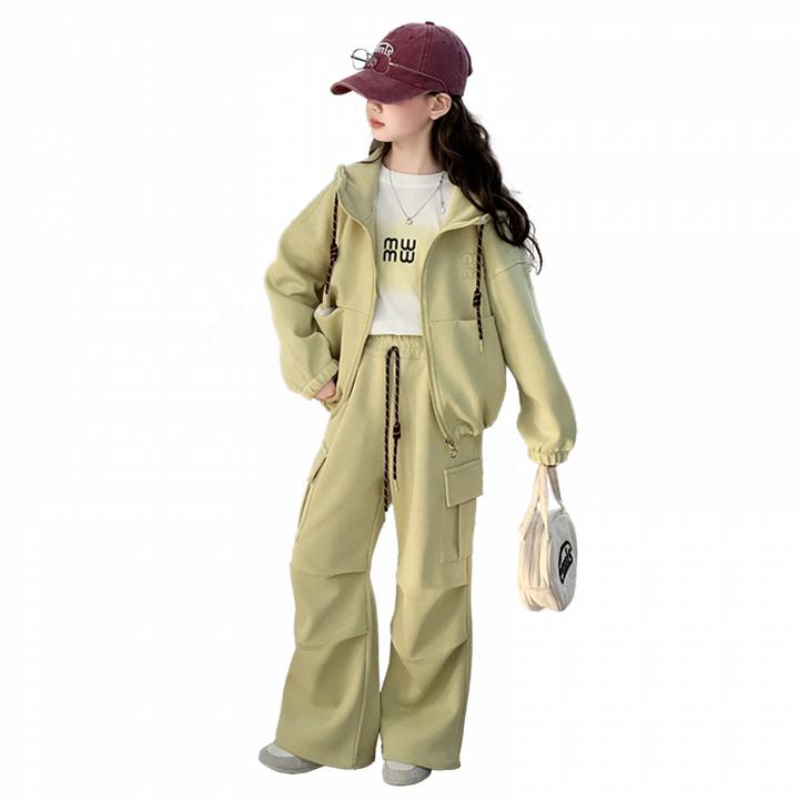 ff女童春装套装新款洋气春季运动装儿童外套卫衣大童工装两件套fg