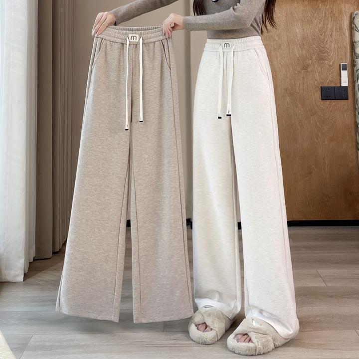 窄版阔腿裤女秋冬季2025新款松弛感休闲垂感直筒长裤加厚加绒裤子