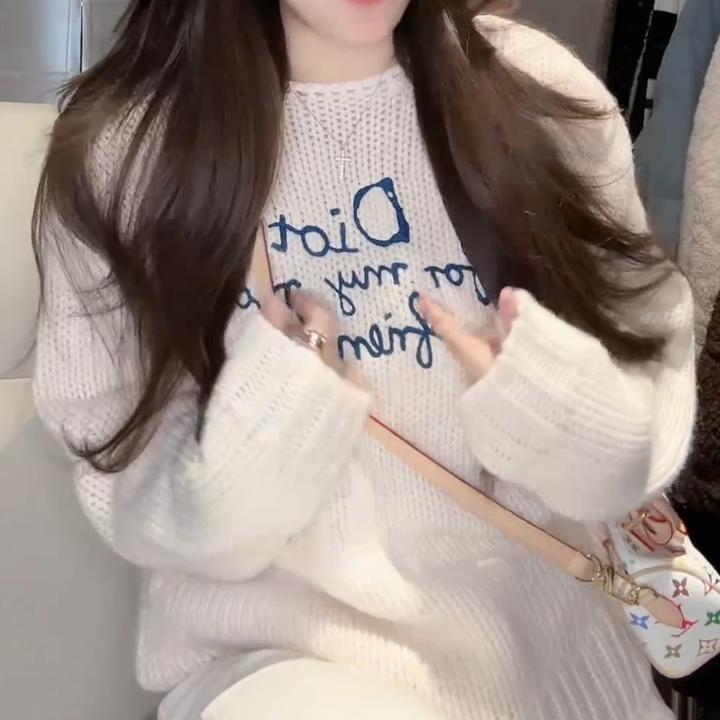 【落日绘本】2025秋冬季新款字母时尚潮流显瘦百搭毛衣LK2507817