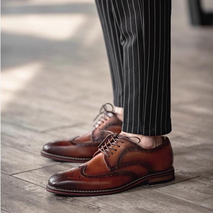 纪诗哲布洛克雕花皮鞋男士正装商务英伦风透气大码结婚新郎男鞋子