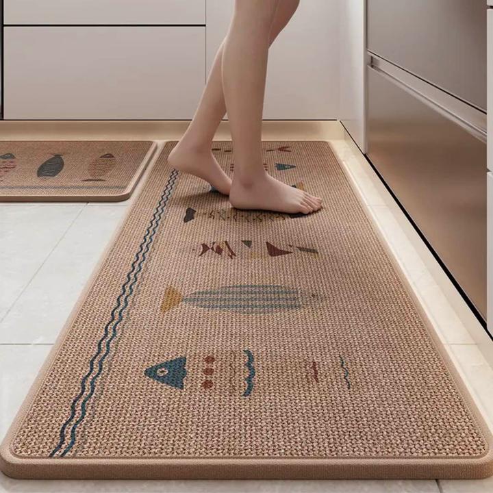 亚麻编织厨房专用地垫防滑吸水吸油防污家用耐脏脚垫加厚耐脏垫子