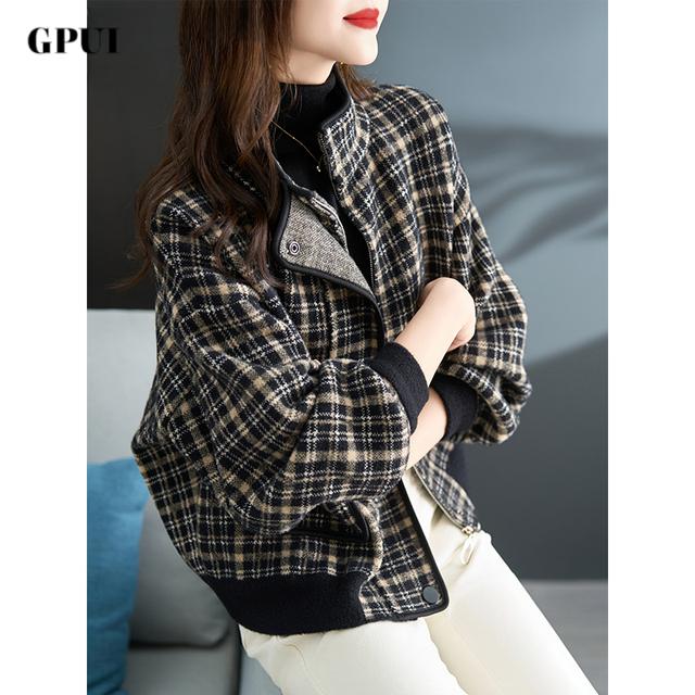 GPUI春秋百搭搭配夹克爆款男感宽松立领休闲毛衣短外套女棒球服