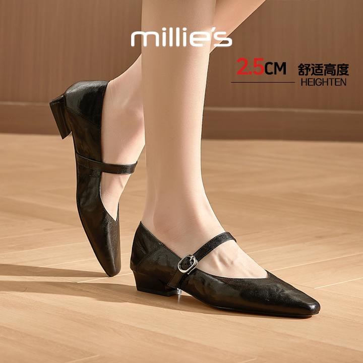 MILLIE S/妙丽玛丽珍鞋女款爆款2025新款真皮单鞋女士气质鞋子