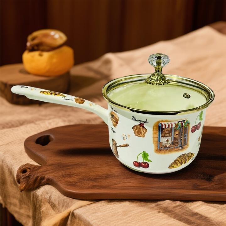 新疆包邮【美式带把手奶锅】 好看家用奶锅 菜锅带盖子奶锅好看实用