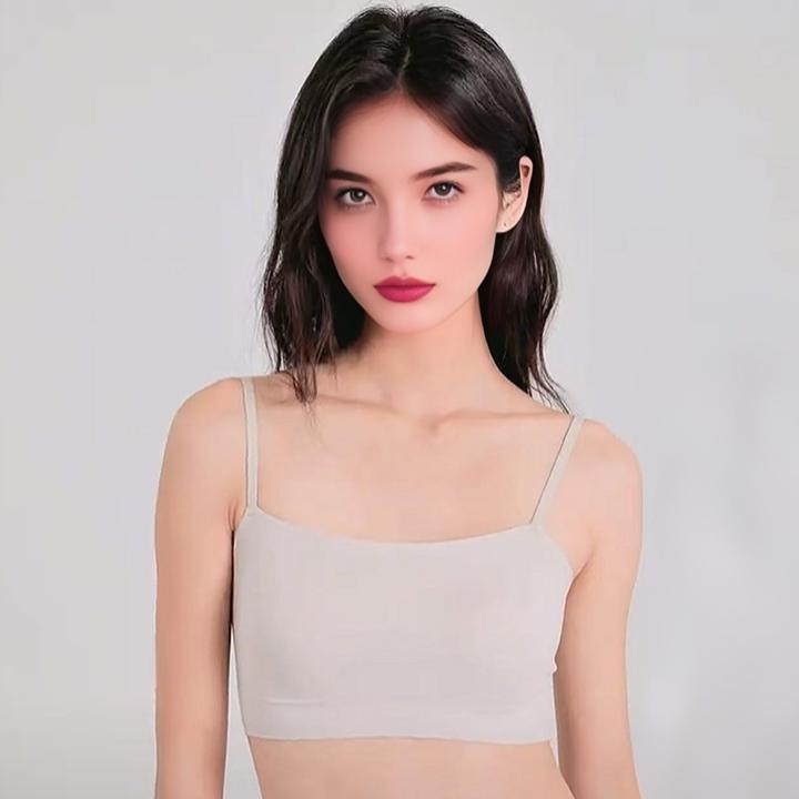 珍珠纱抹胸款吊带文胸无钢圈无痕文胸抹胸防走光舒适52123