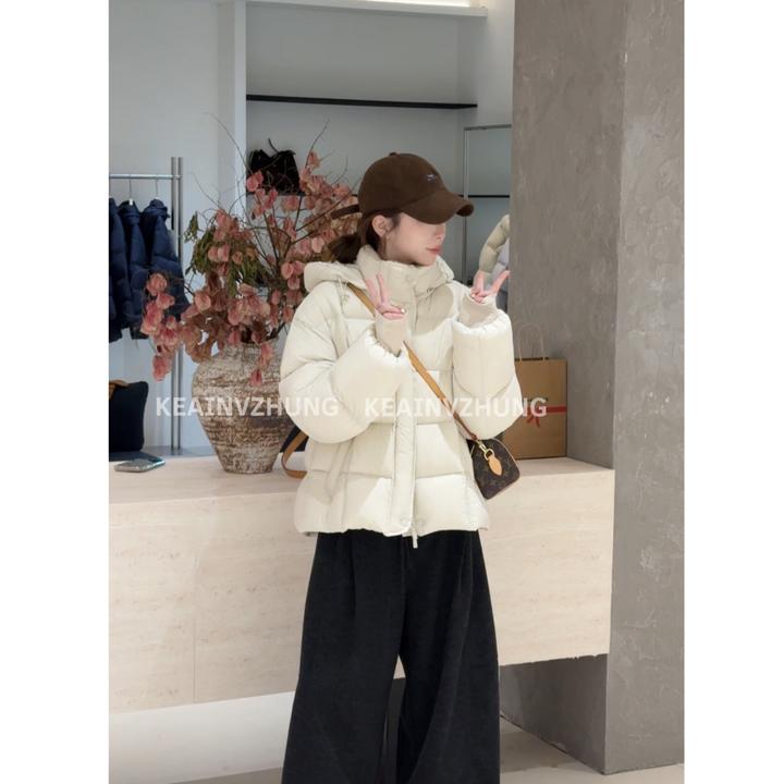 【泡芙墩墩】冬季新款宽松百搭新国标90白鸭绒羽绒服（帽子棉的）