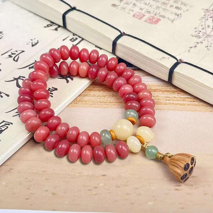 胭脂红算盘珠文玩子手持盘玩玉柔双圈手串9*6mm