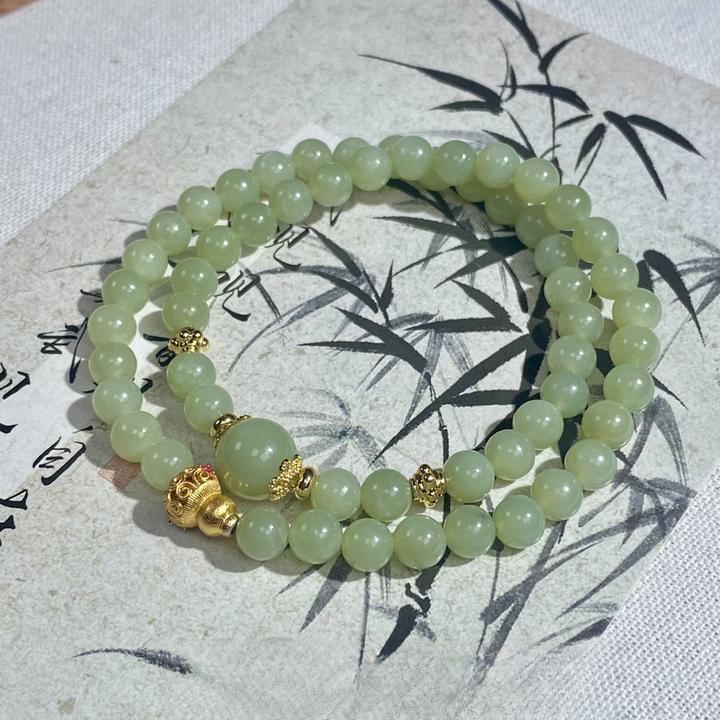 和田玉双圈精致简约时尚手串送女友送妈妈必备