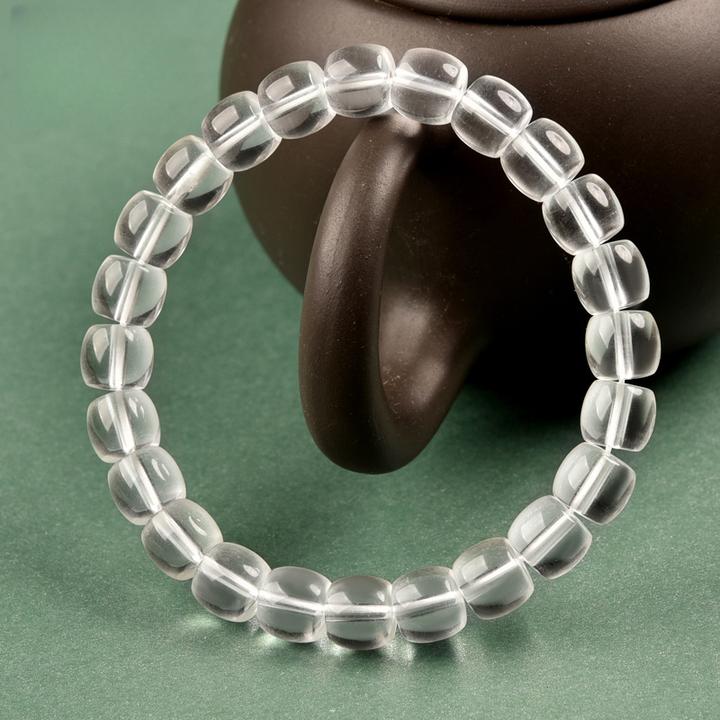 天然白水晶手链晶体白水晶直切老型珠透明珠子散珠手串男女收藏级