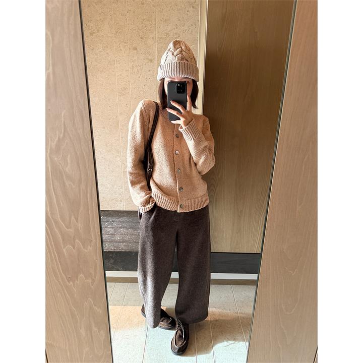 【唐悠悠mgdm】霓虹羊毛花纱！圆领开衫厚毛衣外套针织衫慵懒风上衣