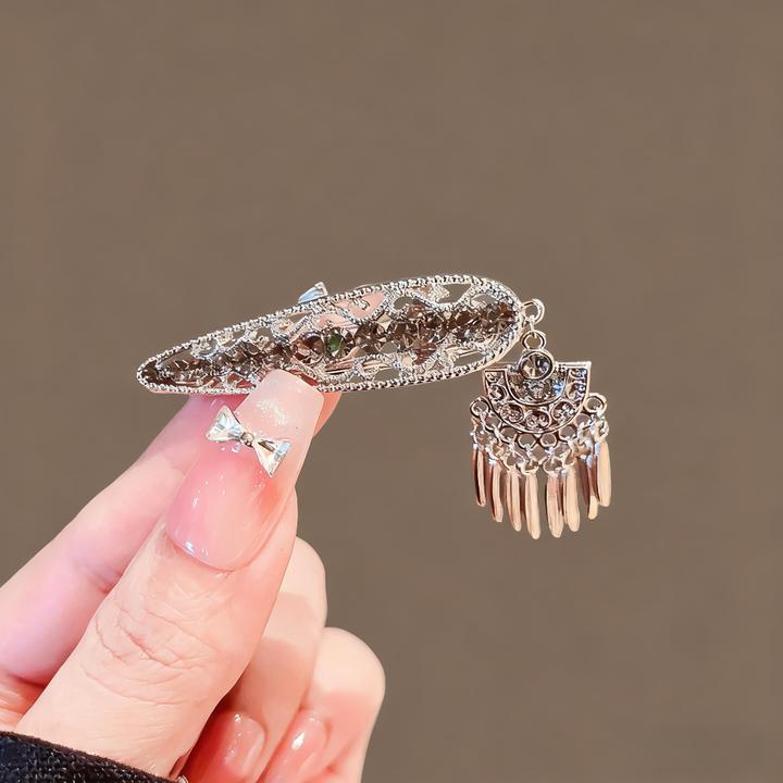 新中式流苏发夹女新款高级感金属发卡民族风侧边刘海夹碎发鸭嘴夹