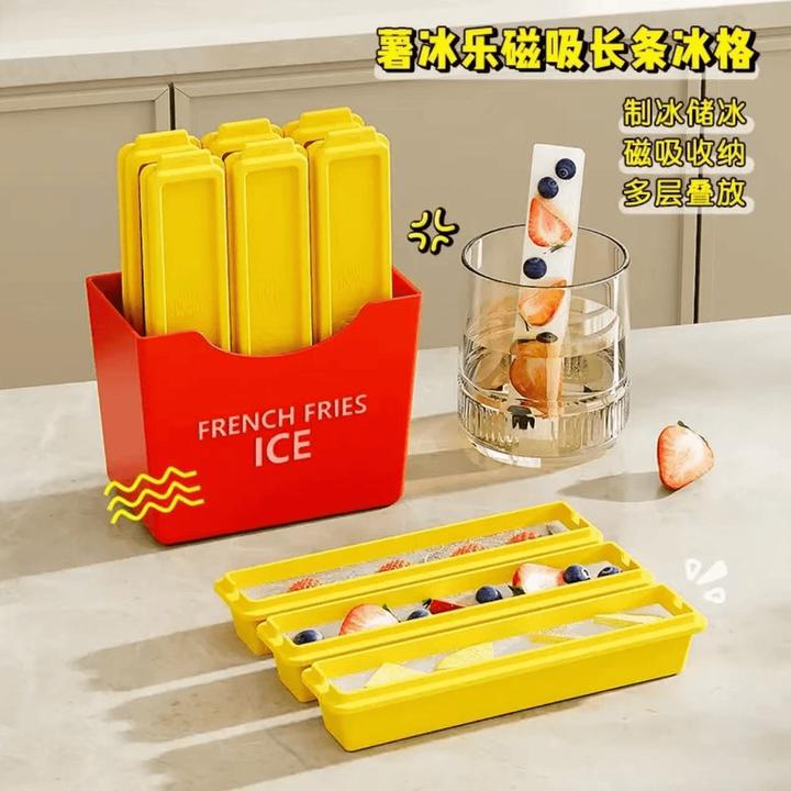 小红书同款薯冰乐冰格麦冰条长条薯条模具自制冰格家用冰块制冰盒