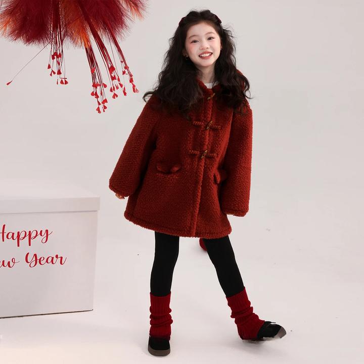 女童加绒毛毛外套秋冬2025新款女孩洋气加厚羊羔绒冬装上衣秋冬款