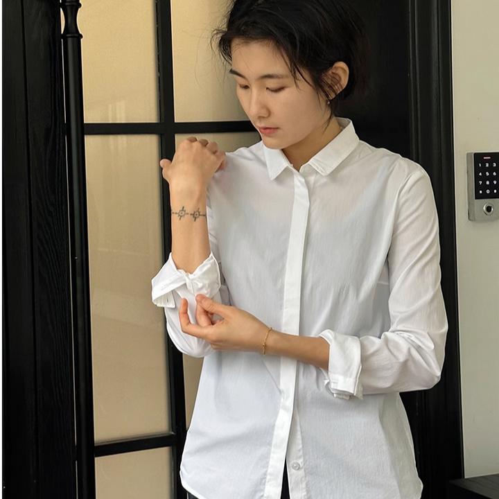 LANGQING 薄款长袖修身职业内搭显瘦秋季双色衬衫40584#