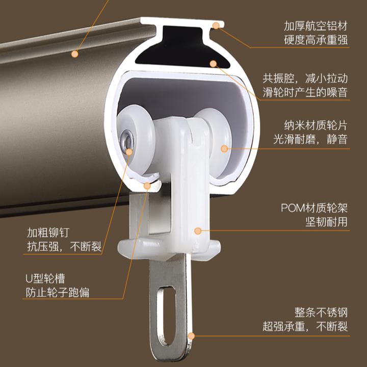 窗帘轨道罗马杆下滑轨铝合金静音罗马杆下滑轨窗帘轨道源头厂直供
