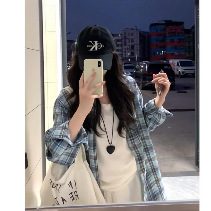 秋季格子衬衫女韩版慵懒时尚宽松显瘦百搭开衫休闲外套女装设计感