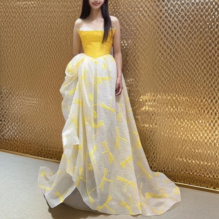 玫瑰的故事设计师晚礼服2025新款高级感宴会轻奢主持人礼服裙气质