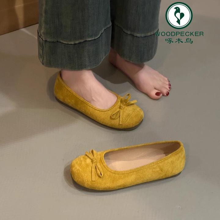啄木鸟玛丽珍鞋法式芭蕾舞鞋女2025春夏新款平底配裙子单鞋奶奶鞋